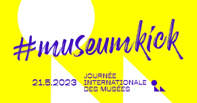 Affiche jaune de la journée internationale des musées
